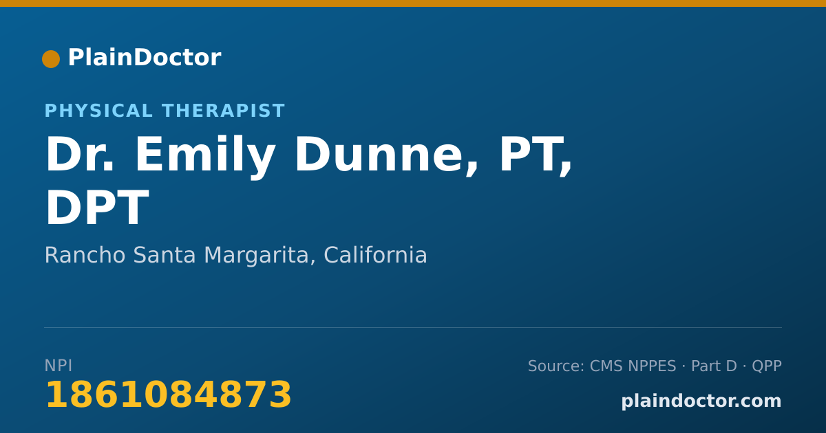 Shareable card for Emily Dunne, PT, DPT - Physical Therapist, Rancho Santa Margarita, CA