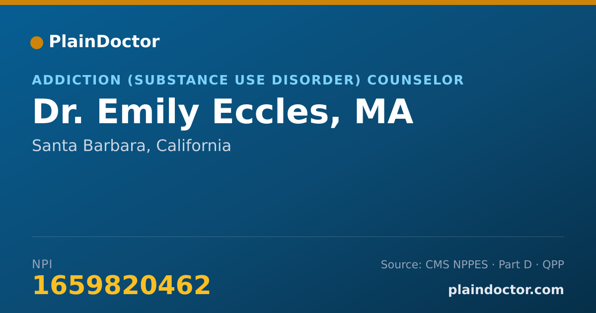 Shareable card for Emily Eccles, MA - Addiction (Substance Use Disorder) Counselor, Santa Barbara, CA