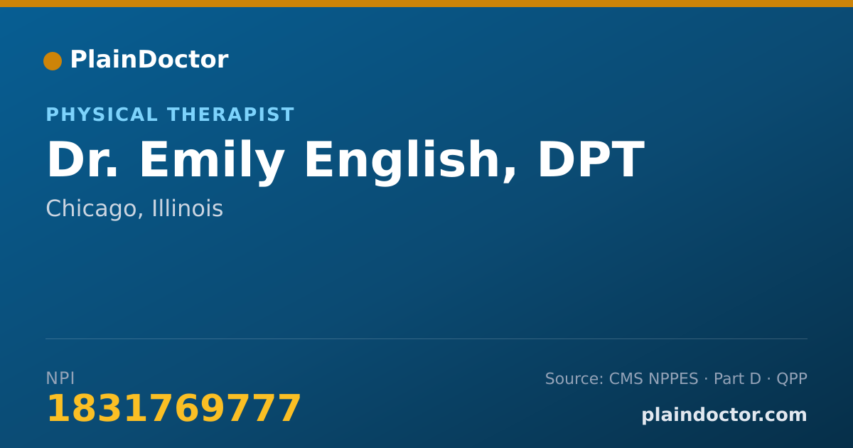 Shareable card for Emily English, DPT - Physical Therapist, Chicago, IL