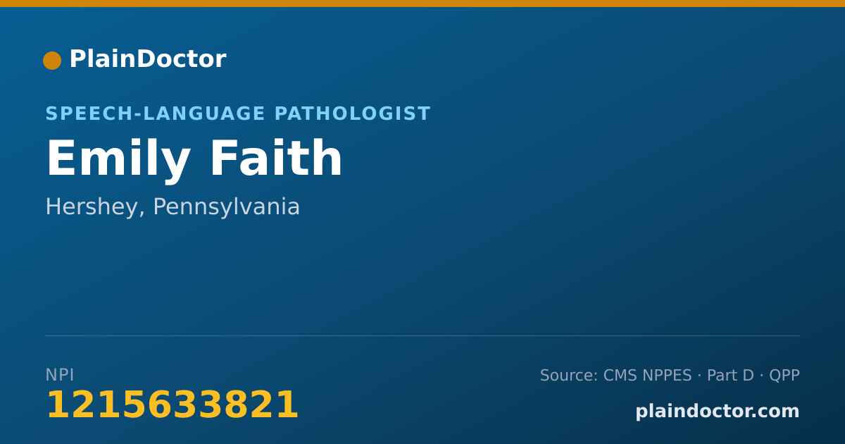 Shareable card for Emily Faith - Speech-Language Pathologist, Hershey, PA
