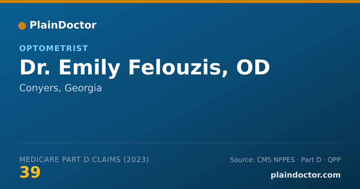 Shareable card for Emily Felouzis, OD - Optometrist, Conyers, GA