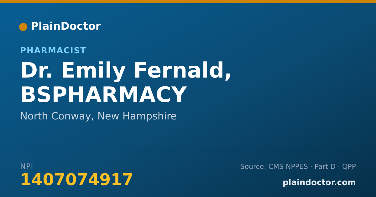 Shareable card for Emily Fernald, BSPHARMACY - Pharmacist, North Conway, NH