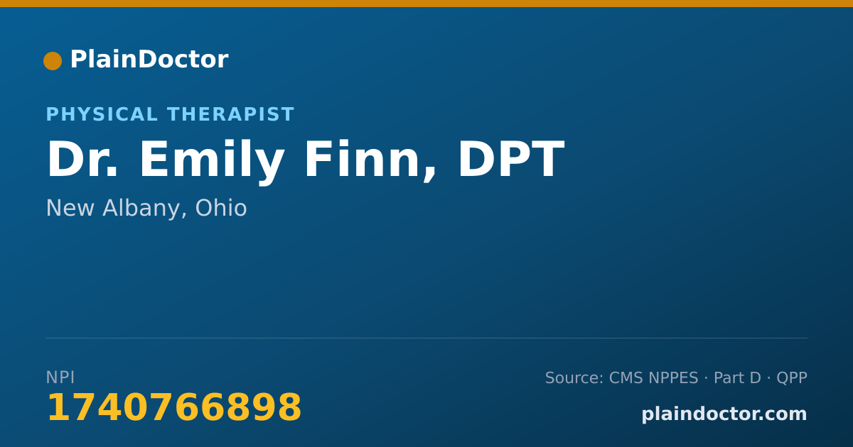 Shareable card for Emily Finn, DPT - Physical Therapist, New Albany, OH