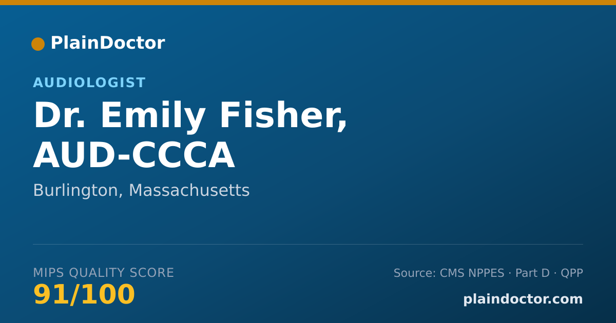 Shareable card for Emily Fisher, AUD-CCCA - Audiologist, Burlington, MA
