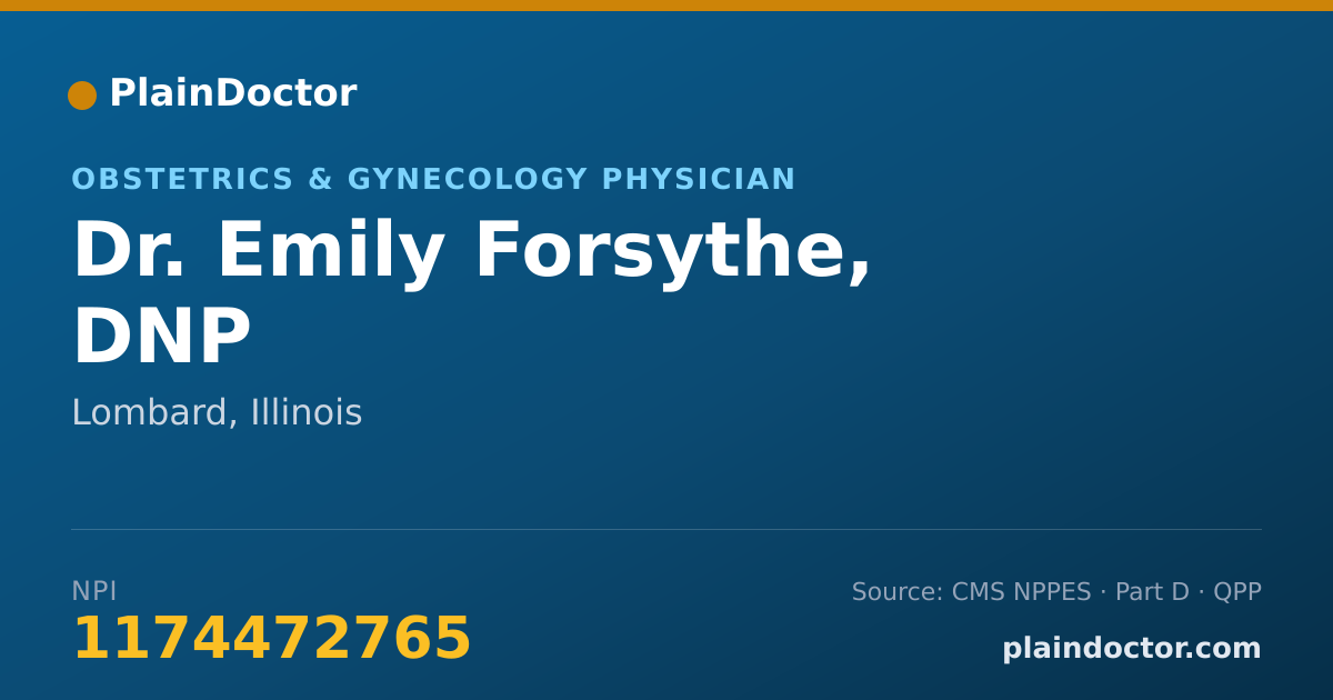 Shareable card for Emily Forsythe, DNP - Obstetrics & Gynecology Physician, Lombard, IL