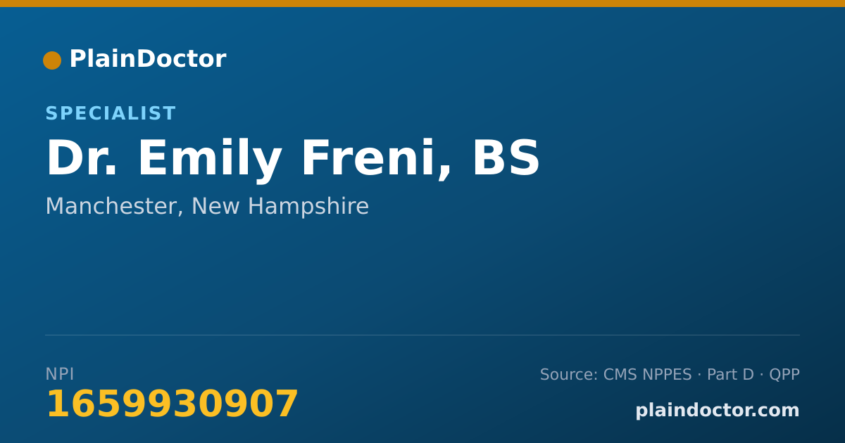 Shareable card for Emily Freni, BS - Specialist, Manchester, NH