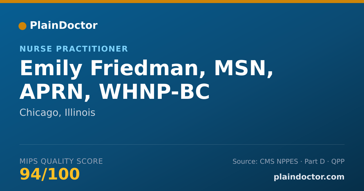 Shareable card for Emily Friedman, MSN, APRN, WHNP-BC - Registered Nurse, Chicago, IL