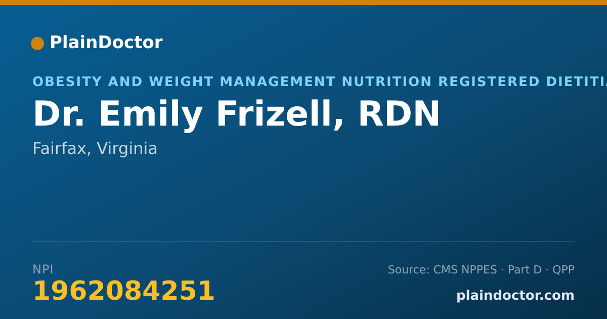 Shareable card for Emily Frizell, RDN - Obesity and Weight Management Nutrition Registered Dietitian, Fairfax, VA
