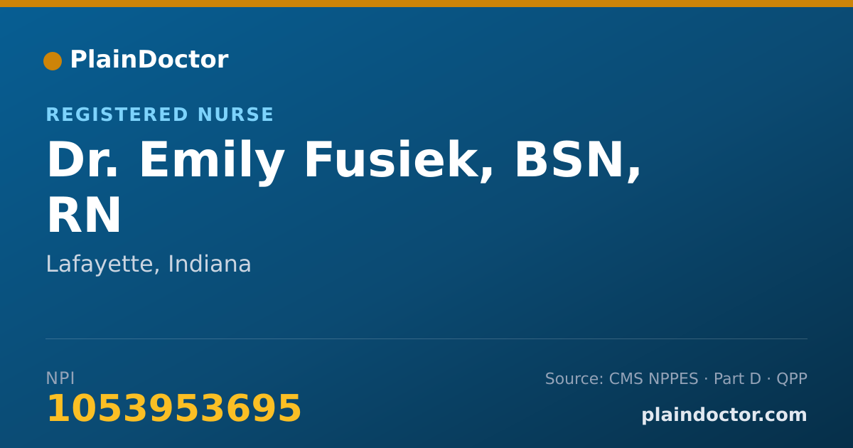Shareable card for Emily Fusiek, BSN, RN - Registered Nurse, Lafayette, IN