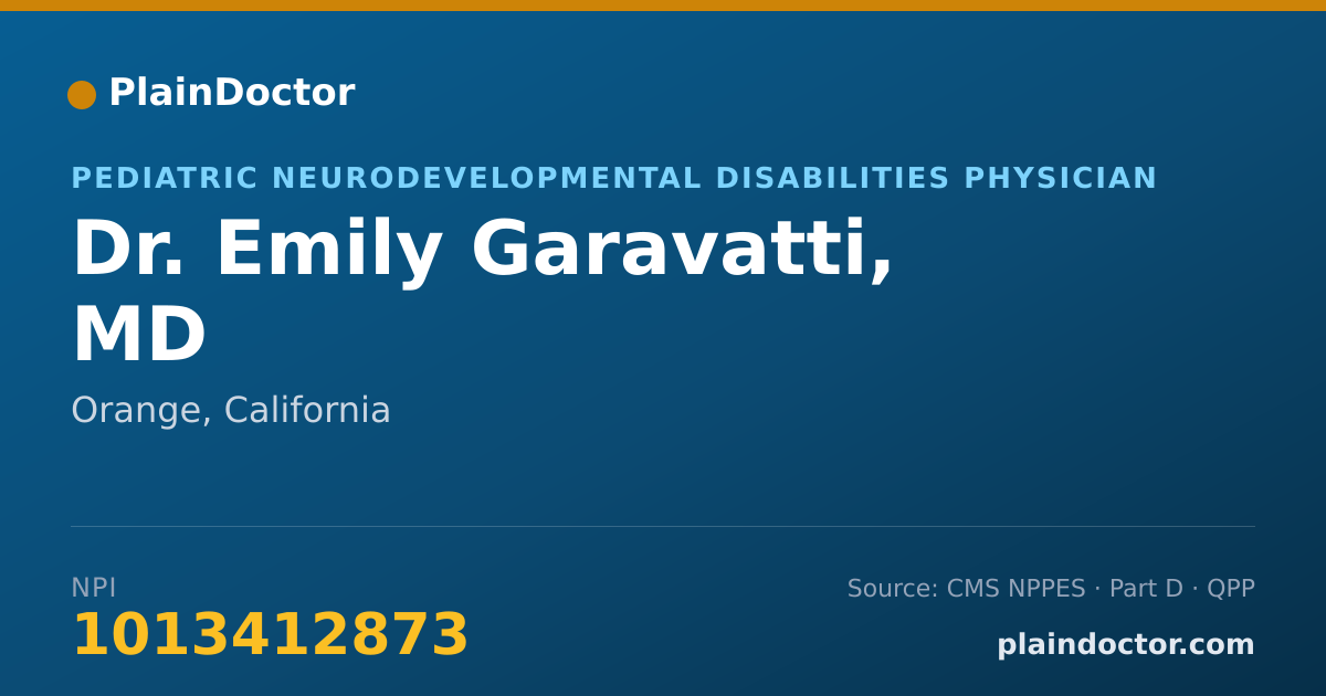 Shareable card for Emily Garavatti, MD - Pediatric Neurodevelopmental Disabilities Physician, Orange, CA