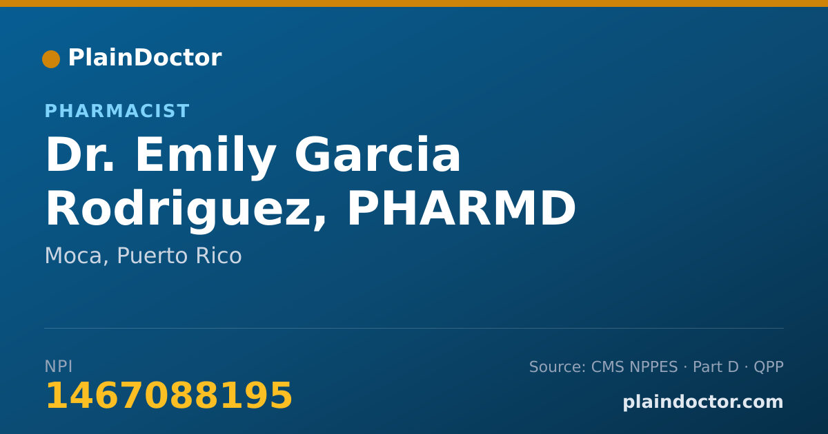 Shareable card for Emily Garcia Rodriguez, PHARMD - Pharmacist, Moca, PR