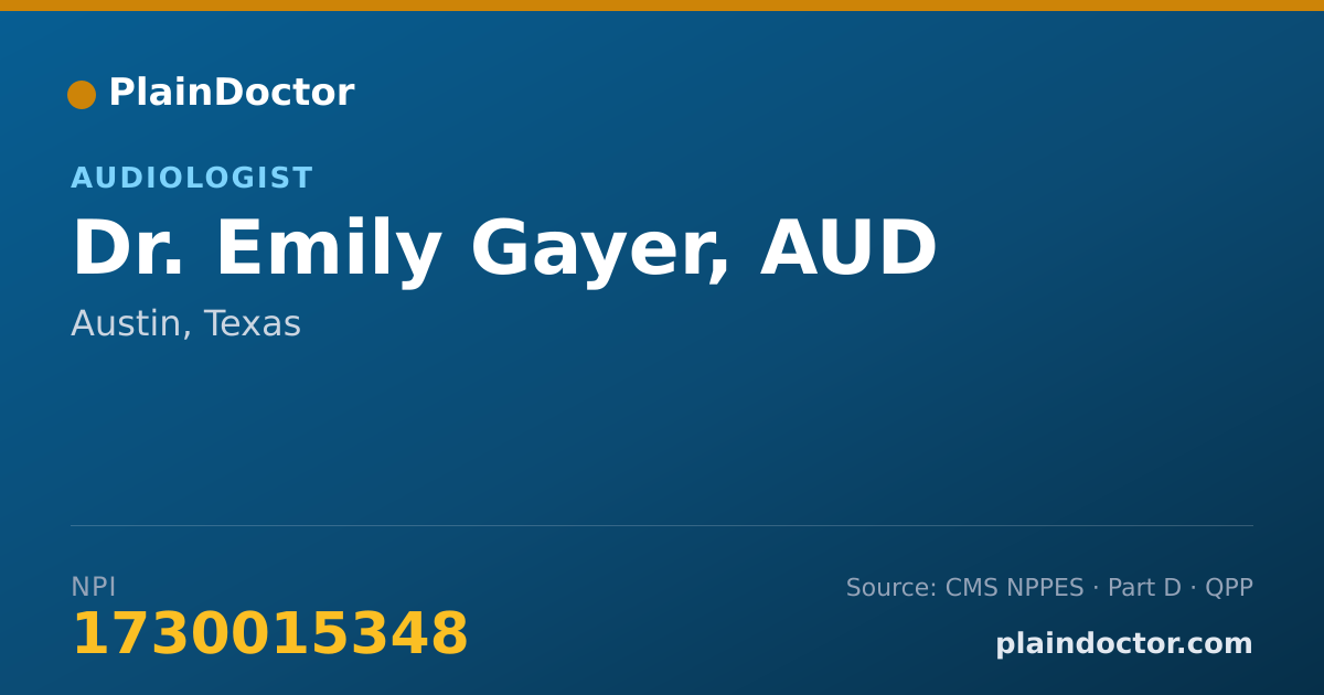Shareable card for Emily Gayer, AUD - Audiologist, Austin, TX