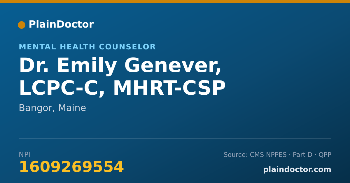 Shareable card for Emily Genever, LCPC-C, MHRT-CSP - Mental Health Counselor, Bangor, ME