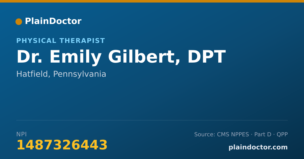 Shareable card for Emily Gilbert, DPT - Physical Therapist, Hatfield, PA