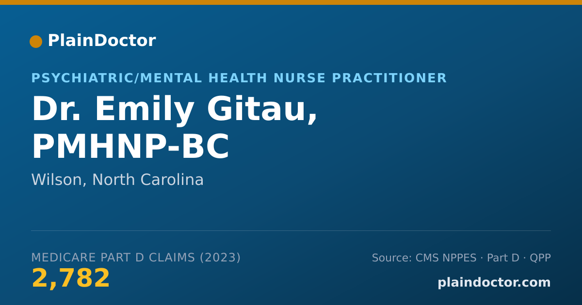 Shareable card for Emily Gitau, PMHNP-BC - Psychiatric/Mental Health Nurse Practitioner, Wilson, NC