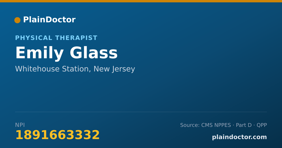 Shareable card for Emily Glass - Physical Therapist, Whitehouse Station, NJ