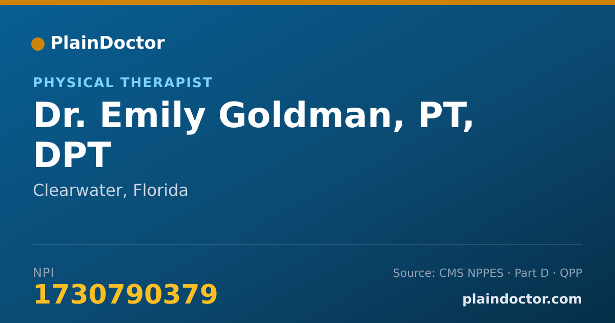 Shareable card for Emily Goldman, PT, DPT - Physical Therapist, Clearwater, FL