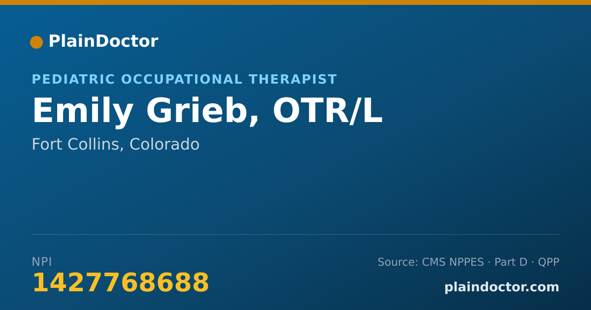 Shareable card for Emily Grieb, OTR/L - Pediatric Occupational Therapist, Fort Collins, CO