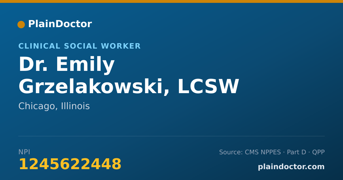 Shareable card for Emily Grzelakowski, LCSW - Clinical Social Worker, Chicago, IL