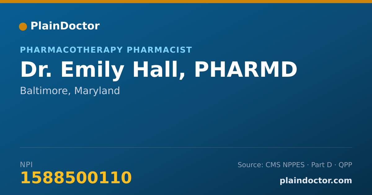 Shareable card for Emily Hall, PHARMD - Pharmacotherapy Pharmacist, Baltimore, MD