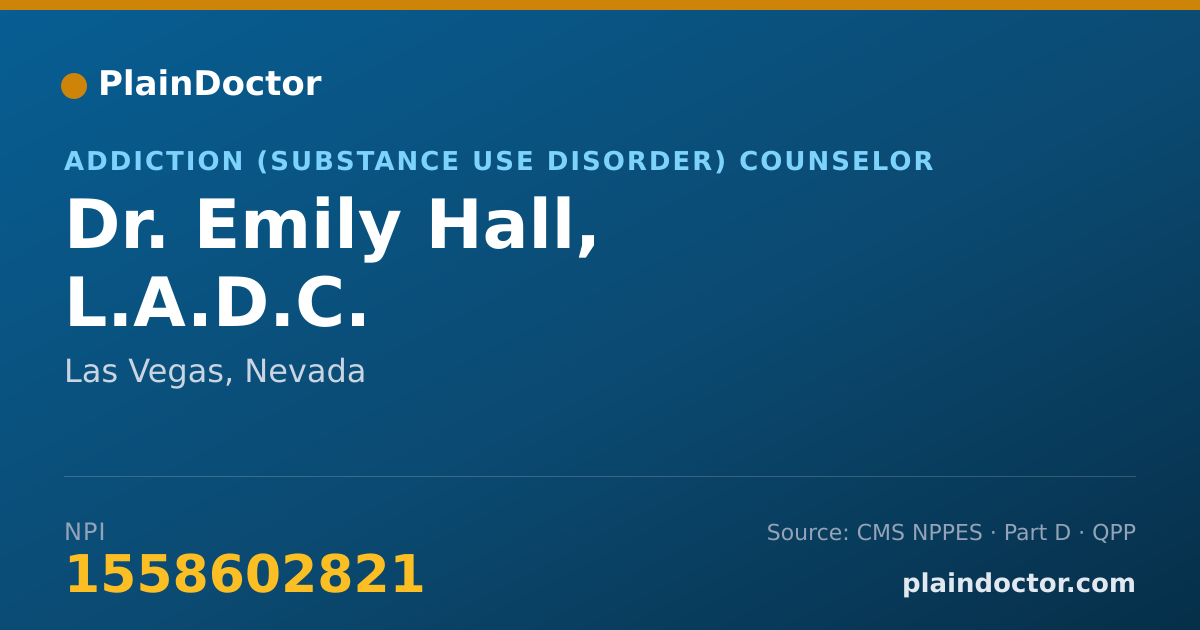 Shareable card for Emily Hall, L.A.D.C. - Addiction (Substance Use Disorder) Counselor, Las Vegas, NV