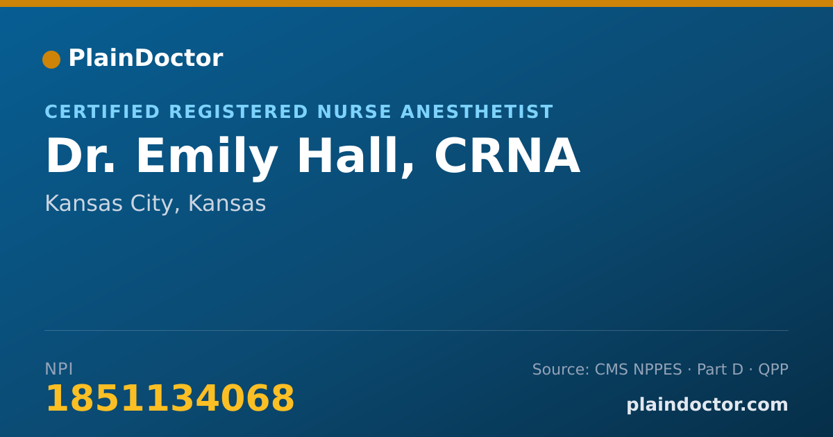 Shareable card for Emily Hall, CRNA - Certified Registered Nurse Anesthetist, Kansas City, KS