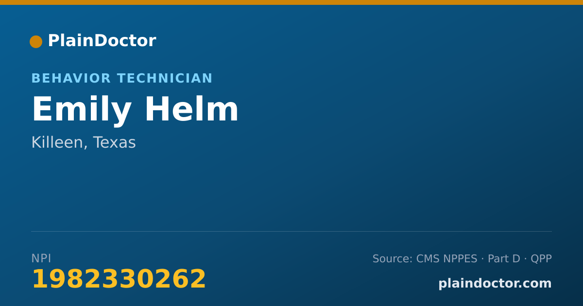 Shareable card for Emily Helm - Behavior Technician, Killeen, TX
