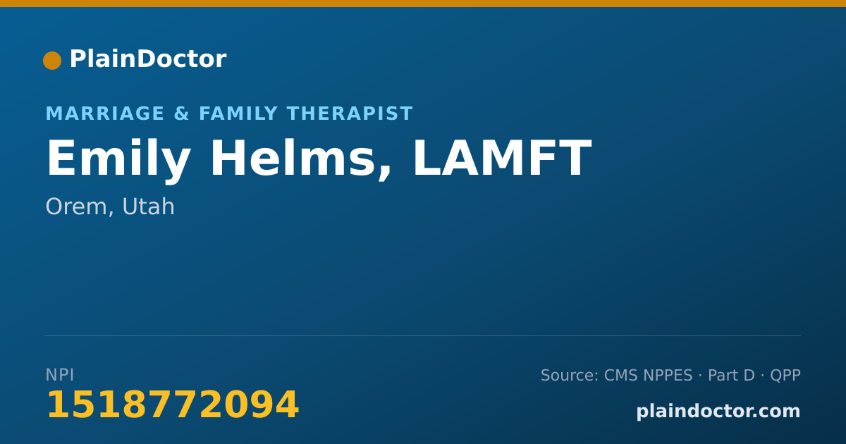 Shareable card for Emily Helms, LAMFT - Marriage & Family Therapist, Orem, UT