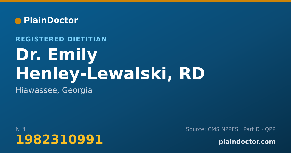 Shareable card for Emily Henley-Lewalski, RD - Registered Dietitian, Hiawassee, GA