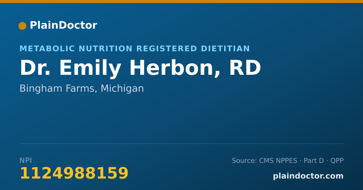 Shareable card for Emily Herbon, RD - Metabolic Nutrition Registered Dietitian, Bingham Farms, MI