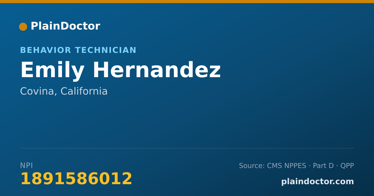 Shareable card for Emily Hernandez - Behavior Technician, Covina, CA