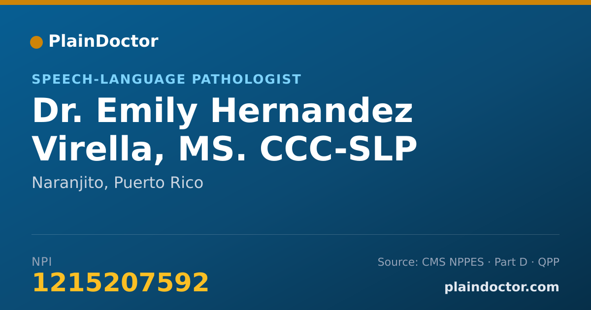 Shareable card for Emily Hernandez Virella, MS. CCC-SLP - Speech-Language Pathologist, Naranjito, PR