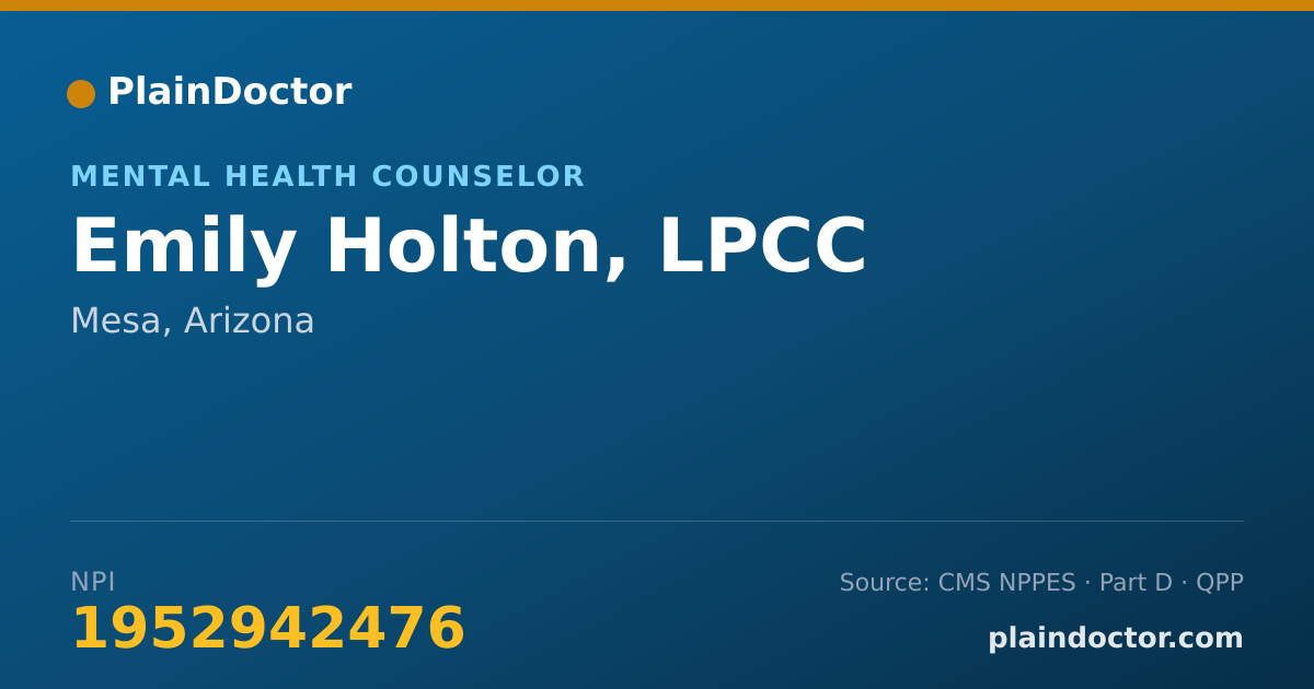 Shareable card for Emily Holton, LPCC - Mental Health Counselor, Mesa, AZ