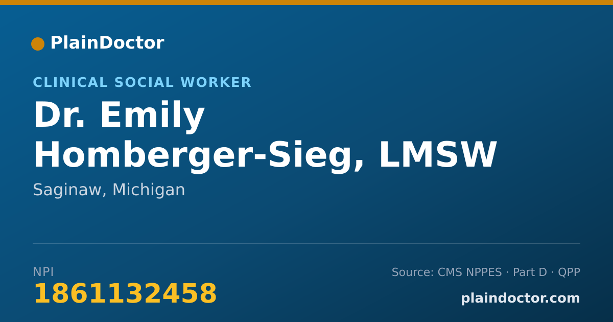 Shareable card for Emily Homberger-Sieg, LMSW - Clinical Social Worker, Saginaw, MI
