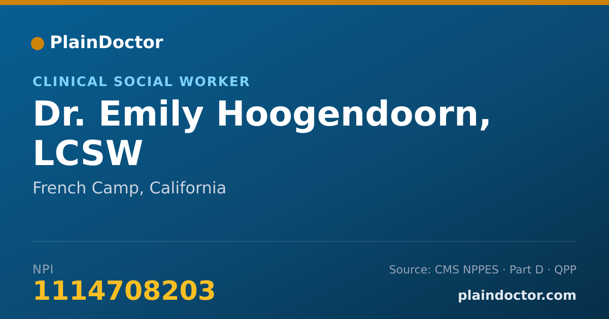 Shareable card for Emily Hoogendoorn, LCSW - Clinical Social Worker, French Camp, CA