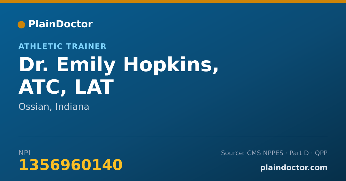 Shareable card for Emily Hopkins, ATC, LAT - Athletic Trainer, Ossian, IN
