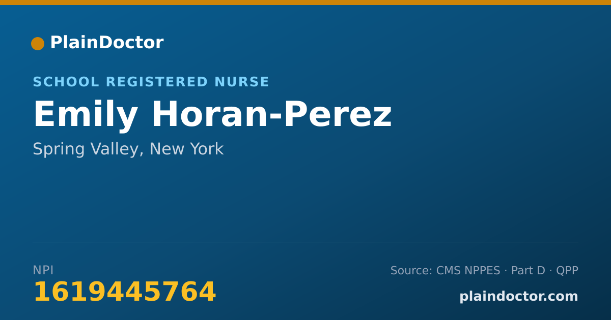 Shareable card for Emily Horan-Perez - School Registered Nurse, Spring Valley, NY