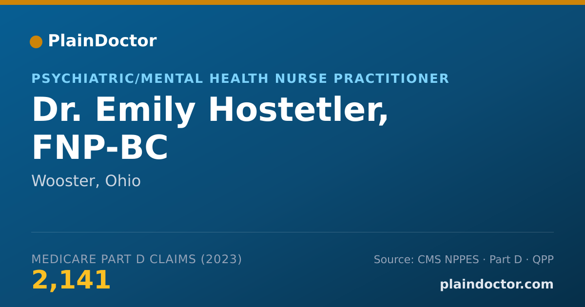Shareable card for Emily Hostetler, FNP-BC - Psychiatric/Mental Health Nurse Practitioner, Wooster, OH
