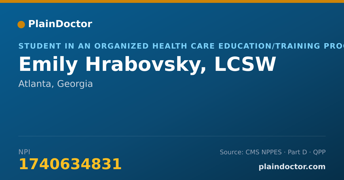 Shareable card for Emily Hrabovsky, LCSW - Student in an Organized Health Care Education/Training Program, Atlanta, GA