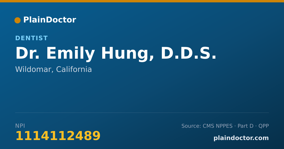Shareable card for Emily Hung, D.D.S. - Dentist, Wildomar, CA