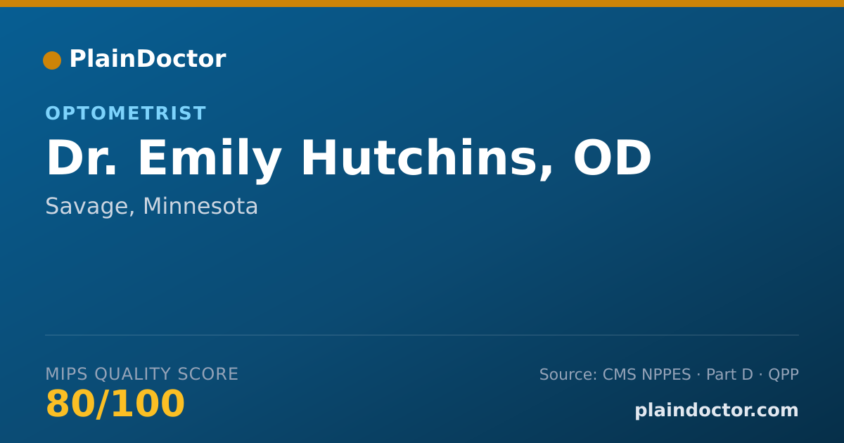 Shareable card for Emily Hutchins, OD - Optometrist, Savage, MN