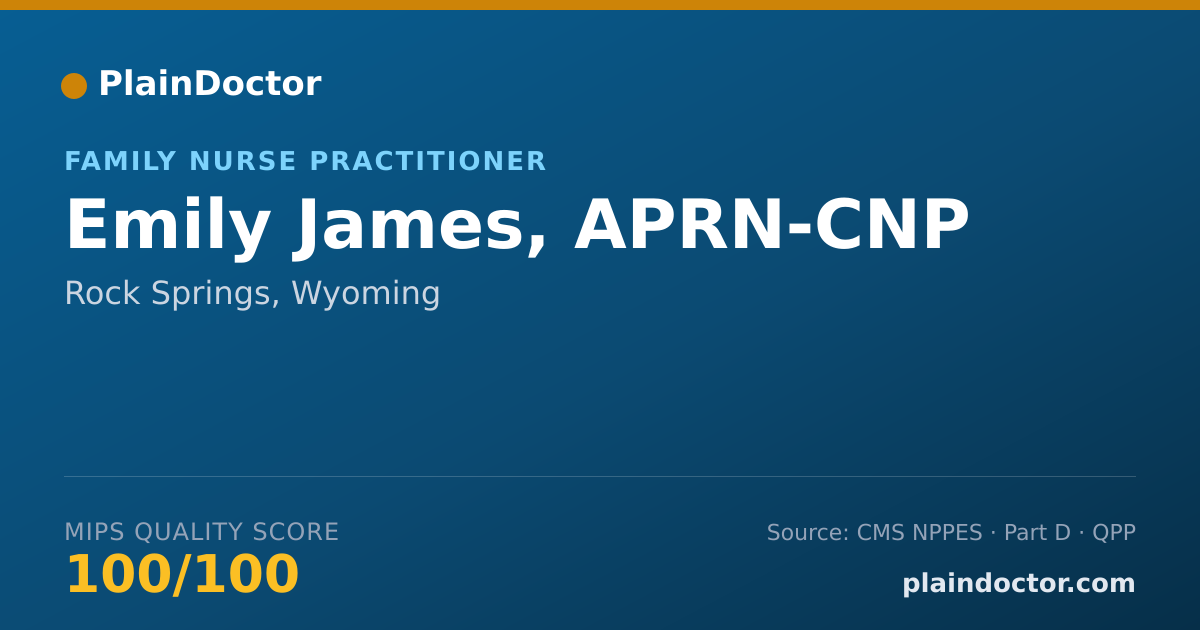Shareable card for Emily James, APRN-CNP - Family Nurse Practitioner, Rock Springs, WY