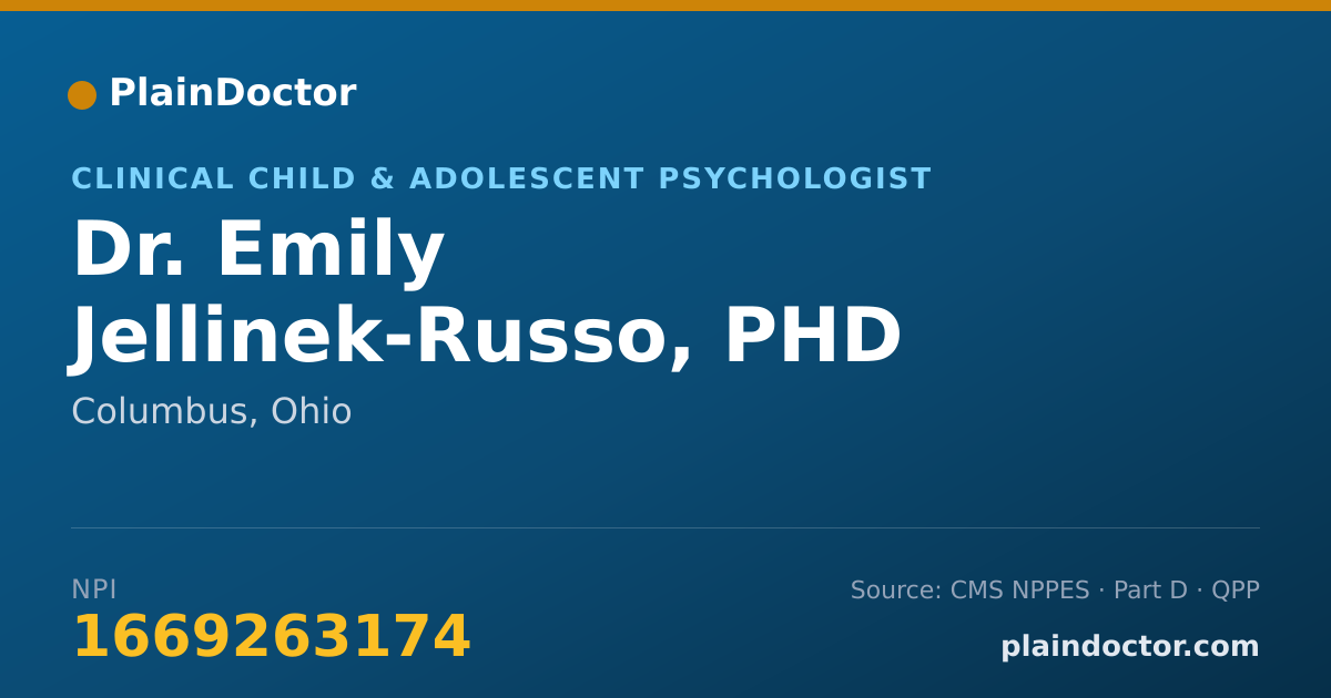 Shareable card for Emily Jellinek-Russo, PHD - Clinical Child & Adolescent Psychologist, Columbus, OH