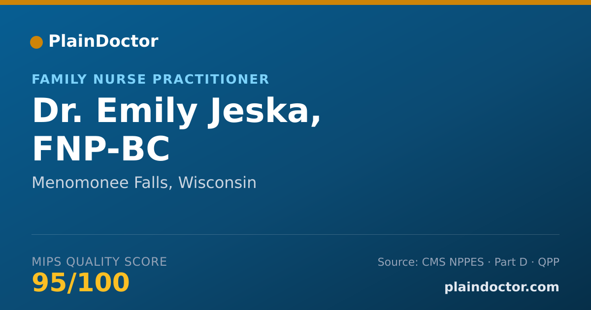 Shareable card for Emily Jeska, FNP-BC - Family Nurse Practitioner, Menomonee Falls, WI
