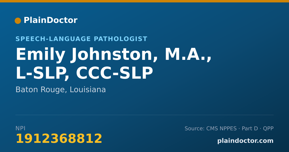 Shareable card for Emily Johnston, M.A., L-SLP, CCC-SLP - Speech-Language Pathologist, Baton Rouge, LA