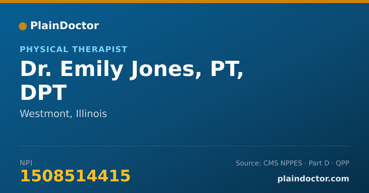 Shareable card for Emily Jones, PT, DPT - Physical Therapist, Westmont, IL