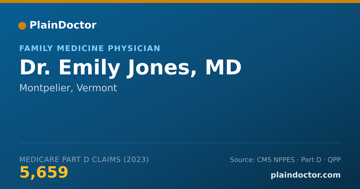 Shareable card for Emily Jones, MD - Family Medicine Physician, Montpelier, VT