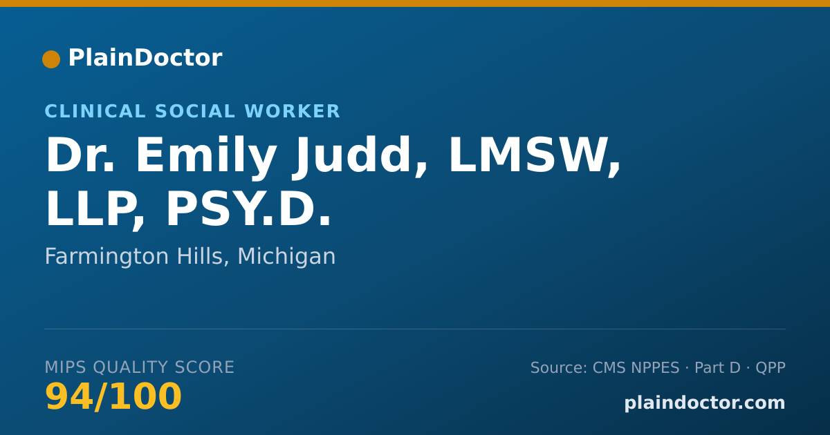 Shareable card for Emily Judd, LMSW, LLP, PSY.D. - Clinical Social Worker, Farmington Hills, MI
