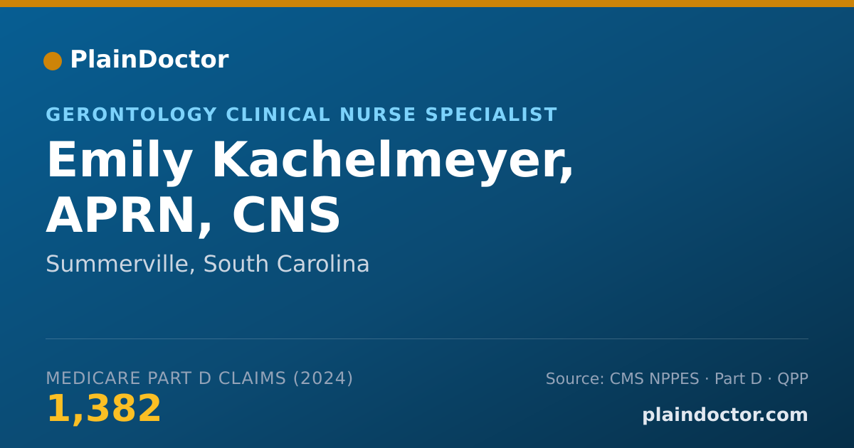 Shareable card for Emily Kachelmeyer, APRN, CNS - Gerontology Clinical Nurse Specialist, Summerville, SC