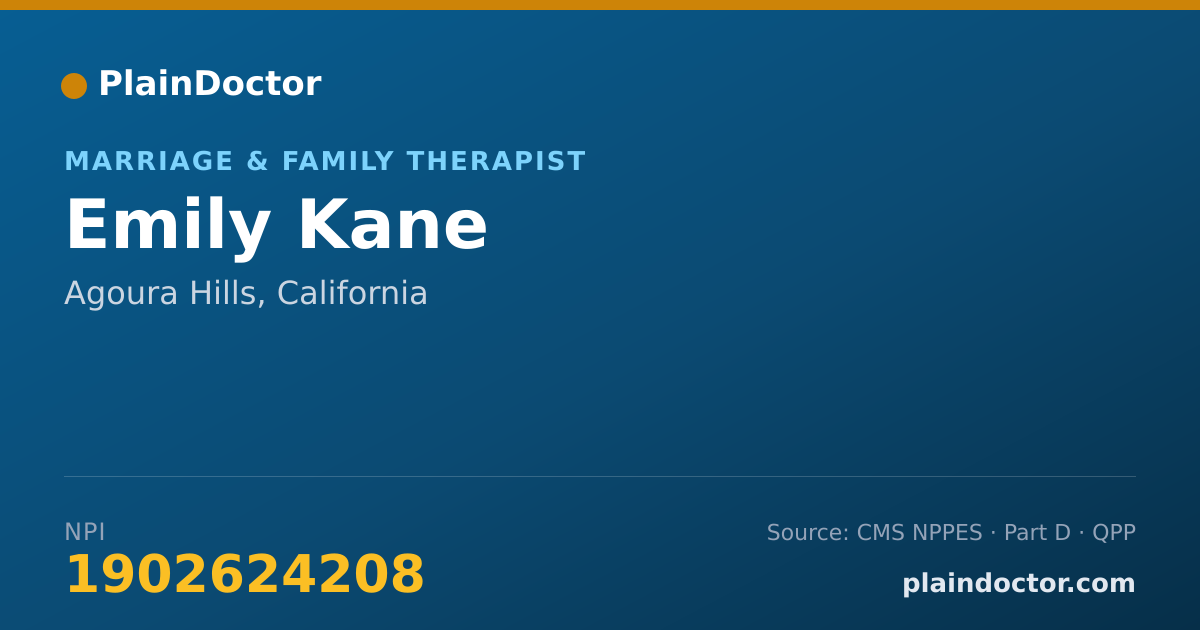 Shareable card for Emily Kane - Marriage & Family Therapist, Agoura Hills, CA